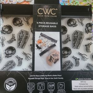 CWC Reusable Coffins & Skulls Halloween Food Storage Bags NWT 6pc